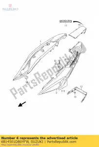 suzuki 6814501DB0YFW tape,rear frame - Bottom side