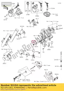 Kawasaki 921541183 tornillo, bridado-pequeño, 6x16 - Lado inferior