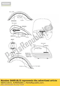 Kawasaki 560511815 segno, coperchio borsa laterale, c - Il fondo