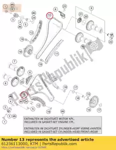 ktm 61236113000 corrente de sincronização 118 rolos - Lado inferior