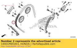 Ici, vous pouvez commander le chaîne, came (116l) (borg warner) auprès de Honda , avec le numéro de pièce 14401MEE003: