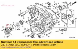 Aqui você pode pedir o suporte, rolamento final do eixo em Honda , com o número da peça 23751MN5000: