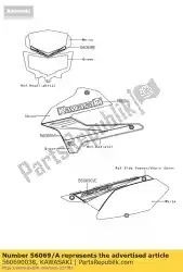 patroon, lijkwade, lh klx250saf van Kawasaki, met onderdeel nummer 560690038, bestel je hier online: