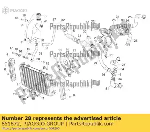 Piaggio Group 851872 tubo de acoplamento do termostato - Lado inferior