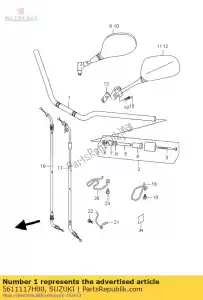 suzuki 5611117H00 guidão - Lado inferior