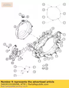 ktm 5463010100098 buitenste koppelingsdeksel 2001 - Lado inferior