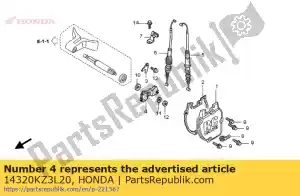 honda 14320KZ3L20 guide de comp., câble de valve - La partie au fond