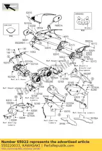 kawasaki 550220033 cover-head lamp,lh zx600p7f - Bottom side