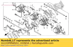 Qui puoi ordinare nessuna descrizione disponibile al momento da Honda , con numero parte 16103MBW602: