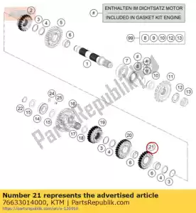 ktm 76633014000 engranaje loco 4. engranaje - Lado inferior