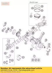 Here you can order the connecting rod cpl. 04 from KTM, with part number 60030013144: