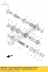 yamaha 4D3174110000 axle, main - Bottom side