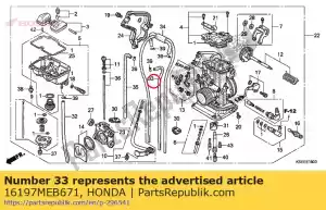 honda 16197MEB671 tube, air vent - Bottom side