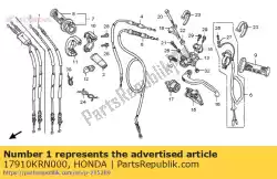 Ici, vous pouvez commander le câble comp. A, accélérateur auprès de Honda , avec le numéro de pièce 17910KRN000: