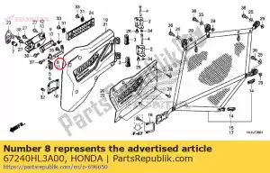 honda 67240HL3A00 plaque comp., r. levier de porte - La partie au fond