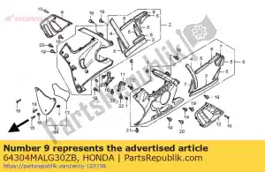 Honda 64304MALG30ZB lid set, r. lower cowl (w - Bottom side