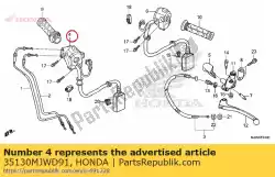 Aqui você pode pedir o switch assy., motor desligado em Honda , com o número da peça 35130MJWD91: