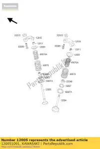 Kawasaki 120051091 valve-exhaust - Bottom side