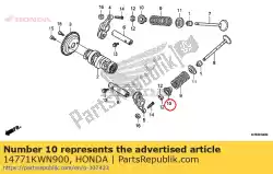 Ici, vous pouvez commander le arrêtoir, ressort de soupape auprès de Honda , avec le numéro de pièce 14771KWN900: