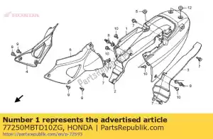 Honda 77250MBTD10ZG capuz, assento * nh418p * - Lado inferior