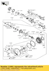 Here you can order the gasket,rr,swingarm from Kawasaki, with part number 110611088: