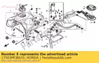 17503MCB610, Honda, caoutchouc, rr. réservoir honda xl transalp v varadero va xl650v xl125v 80kmh xl700v xl700va 650 700 125 , Nouveau