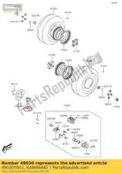 Here you can order the hub,brake disk from Kawasaki, with part number 49030Y002: