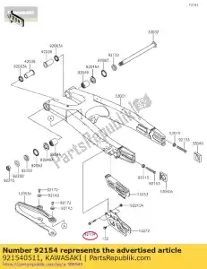 Kawasaki 921540511 bolt,flanged,6x42 - Bottom side