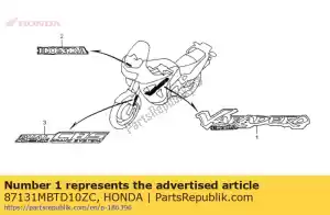 Honda 87131MBTD10ZC mark, r. cappuccio medio * tip - Il fondo