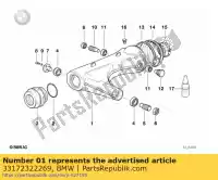 33172322269, BMW, forcellone ruota posteriore, nero bmw  1000 1100 1990 1991 1992 1993 1994 1995 1996 1997, Nuovo