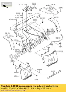 kawasaki 1409016566A cubierta, guardabarros delantero, fr klf300-c - Lado inferior