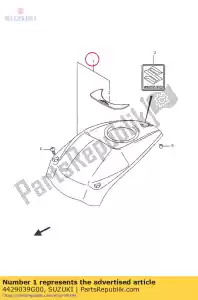 suzuki 4429039G00 deksel, brandstoftank - Onderkant