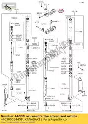 Here you can order the holder-fork upper,p. Silv from Kawasaki, with part number 440390054458: