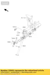 Here you can order the bracket-stand,side from Kawasaki, with part number 320430027: