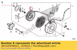 Ici, vous pouvez commander le bobine, lanceur à rappel auprès de Honda , avec le numéro de pièce 28420HM8A61: