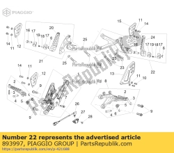 Aprilia 893997, Achterste voetsteun. lh, OEM: Aprilia 893997