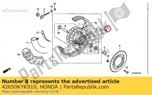 Honda 42650KYK910 rueda subconjunto., rr. - Lado inferior