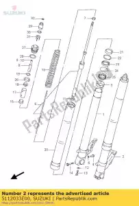 suzuki 5112033E00 tube, intérieur gauche. - La partie au fond