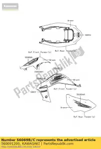 kawasaki 560691200 pattern,fr fender,rr,lh ksf450 - Bottom side