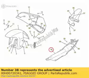 Piaggio Group 00H00720341 extensão traseira superior do guarda-lamas - Lado inferior