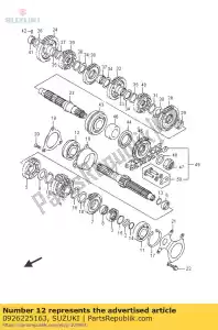 Suzuki 0926225163 rodamiento, 25x62x1 - Lado inferior