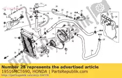 Aqui você pode pedir o braçadeira, mangueira, 2836 mm em Honda , com o número da peça 19516MCT690: