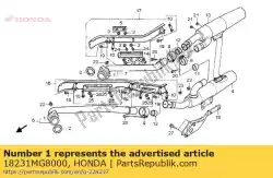 Ici, vous pouvez commander le joint, ex. Tuyau auprès de Honda , avec le numéro de pièce 18231MG8000: