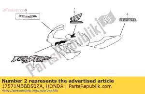 Honda 17571MBBD50ZA marca, l. tanque de combustible * tipo1 - Lado inferior