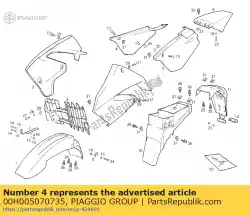 Aqui você pode pedir o tampa do lado direito em Piaggio Group , com o número da peça 00H005070735: