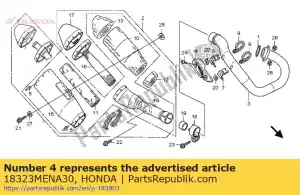 Honda 18323MENA30 beschermer, ex. pijp - Onderkant