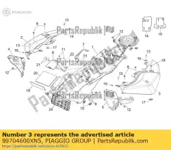 Ici, vous pouvez commander le carénage arrière gauche, noir auprès de Piaggio Group , avec le numéro de pièce 89704600XN5: