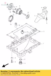 suzuki 1148935F00 junta, cárter de óleo - Lado inferior