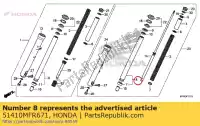 51410MFR671, Honda, komp. rur., fr. widelec honda  vt 1300 2010 2013 2017, Nowy