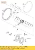 6000901004491, KTM, mozzo ruota anteriore cpl. argento ktm adventure lc4 640 950 990 2003 2004 2005 2006 2007 2008 2009 2010 2011 2012 2013, Nuovo